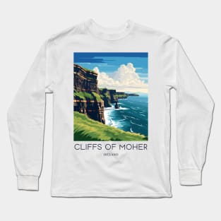 A Pop Art Travel Print of the Cliffs of Moher - The Burren - Ireland Long Sleeve T-Shirt